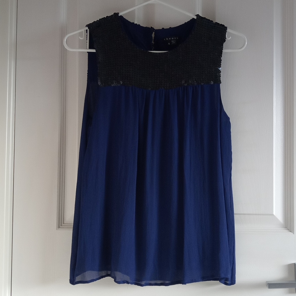 Theory 100% Silk Sequin Sleeveless Top